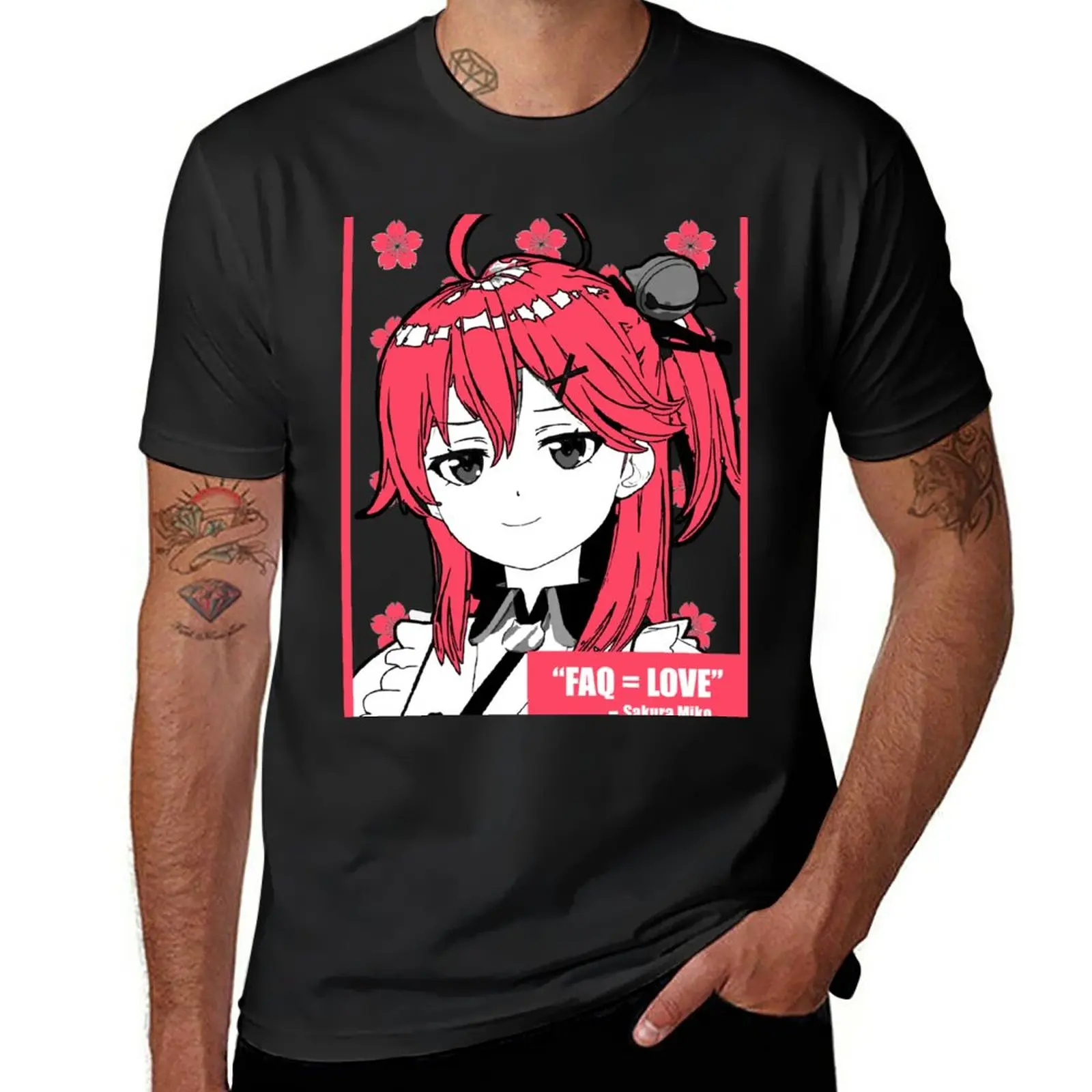 New Hololive Sakura Miko FAQ = LOVE T-Shirt new edition t shirt custom t shirts oversized t shirts Men's clothing