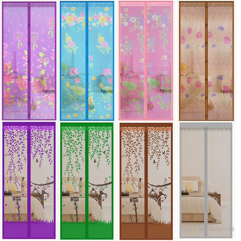 

Anti-Mosquito Screen Door Curtain, Pattern Household Bedroom, Self-Adhesive Partition, Magnetic Soft Screen