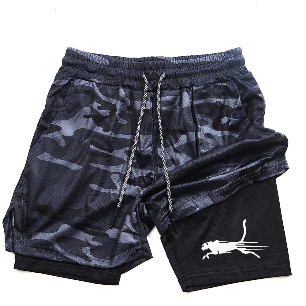 New American-style muscle men's casual double-layer quick-drying running training sports outdoor fitness towel shorts