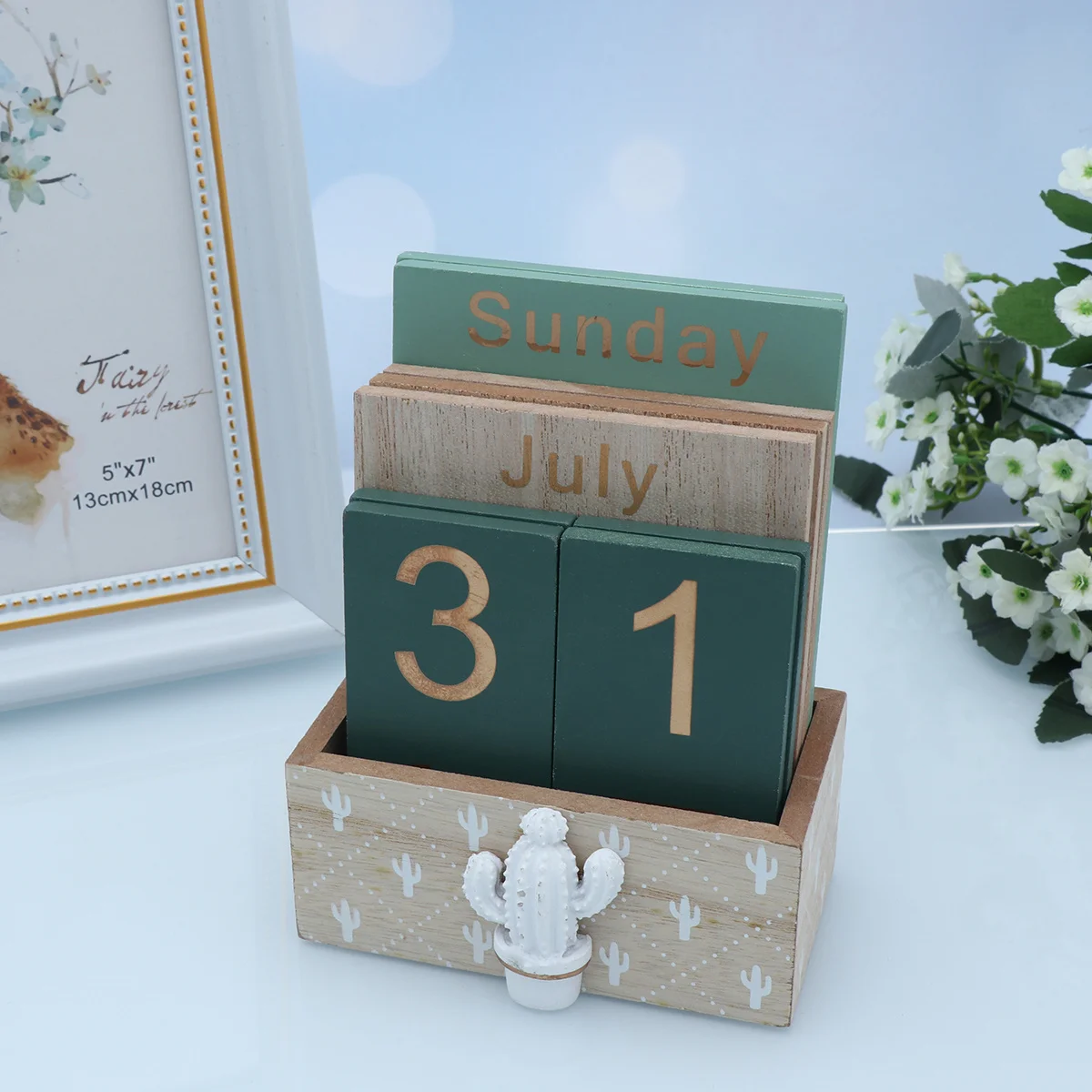 1 قطعة التقويم الدائم الخشبي خمر مكتب ريفي ديكور المنزل طاولة مكتبية مخطط هدية أجندة مكتبية /رزنامة مكتبية #1