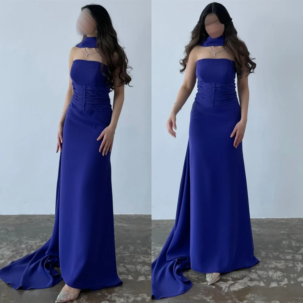 Элегантное вечернее платье из джерси по индивидуальному заказу. Нежные платья для выпускного вечера без бретелек. Вечерние платья без рукавов со шлейфом для особых случаев.