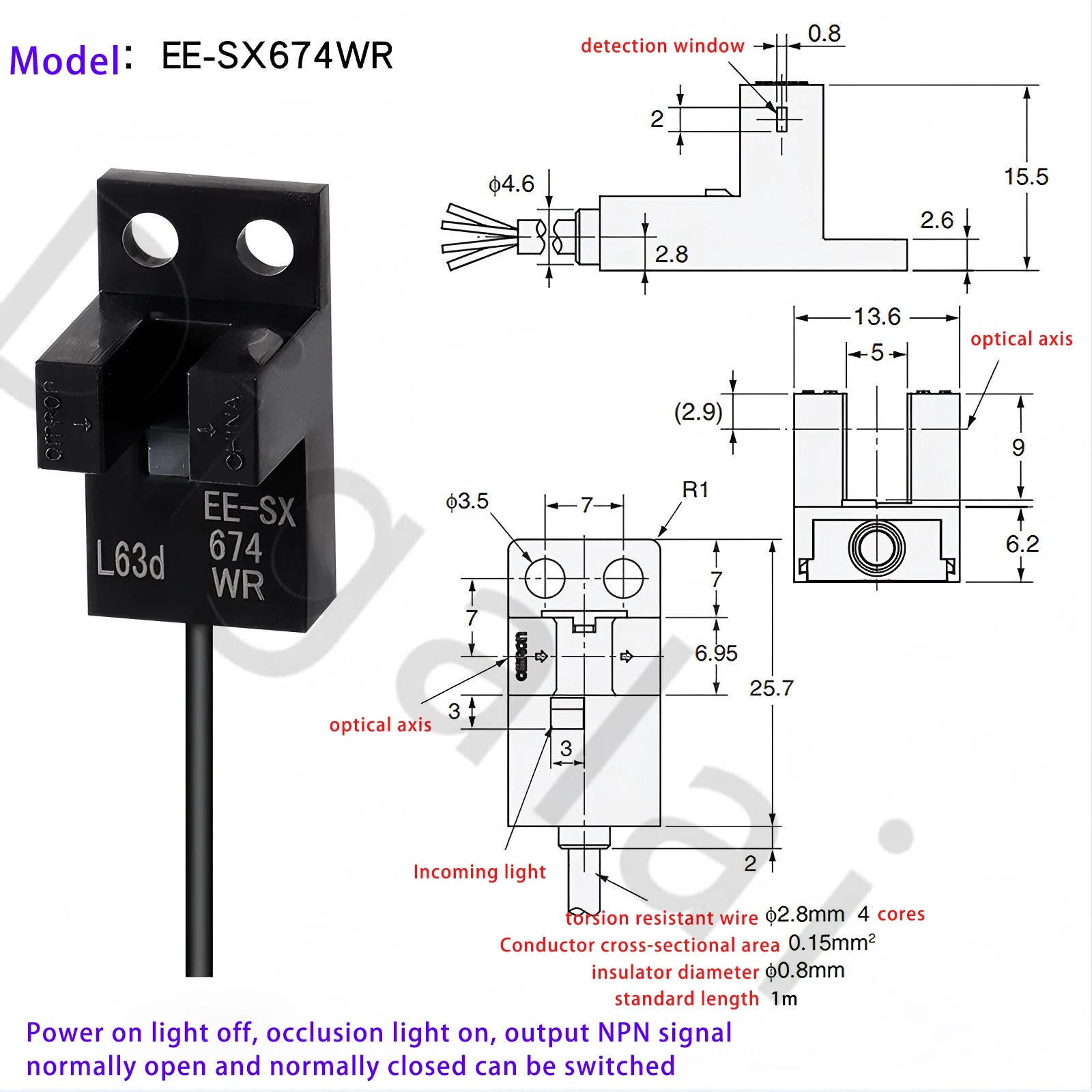 Czujnik fotoelektryczny szczelinowy EE-SX671WR EE-SX672WR EE-SX674WR 670WR 673 675WR 676WR 677WR przełącznik fotoelektryczny szczelinowy typu U — zdjęcie produktu 6