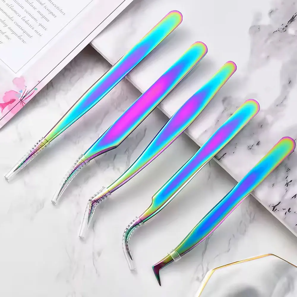 4Pcs High Precision  Anti-static Stainless Steel Superhard Eyelashes Tweezers for Classic Individual and Volume Lashes Extension