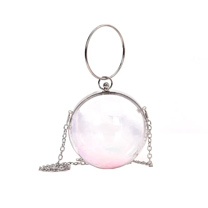 YYW Wallet Evening Bags Acrylic Fashion Women Cute Solid Transparent Ball Shoulder Bag Lovely Small Casual Clutch Bag