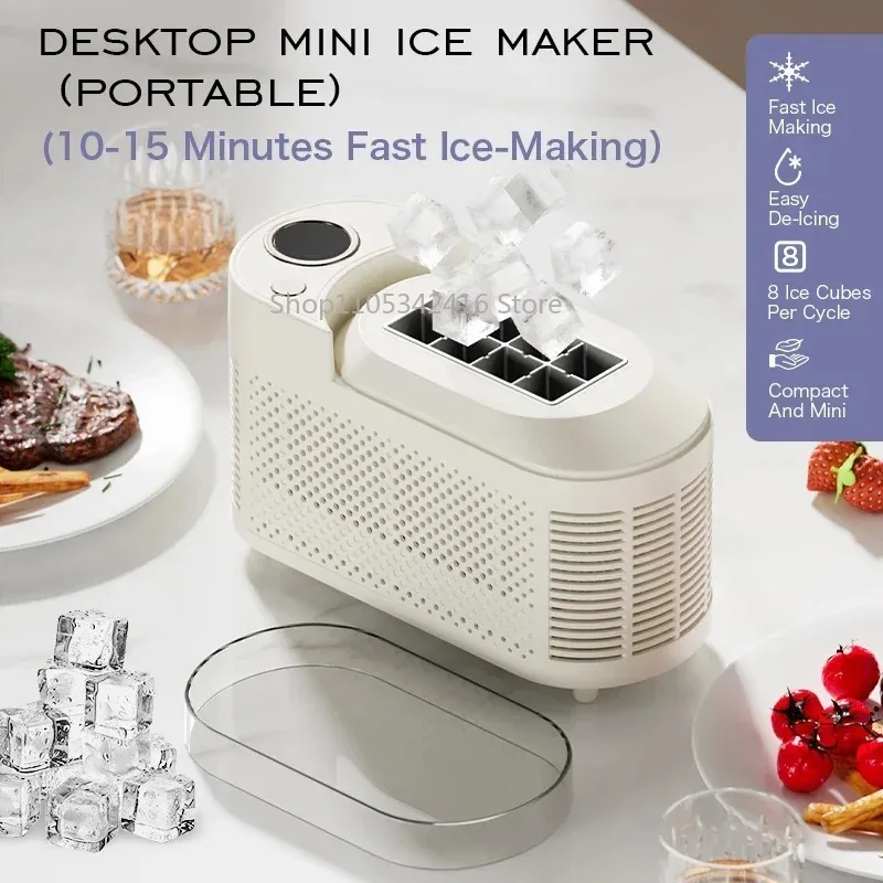 Portable Mini Ice Maker, Compact Cube Ice Machine for Home, Dormitory, Office, Camping & Car Use, 220V