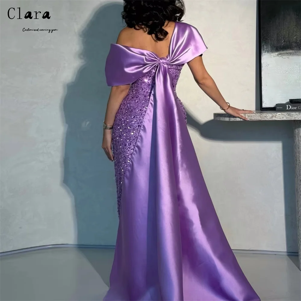 클라라 맞춤형 피쉬테일 오프숄더 반짝이는 라인스톤 여성 이브닝 드레스 럭셔리 2025 이브닝 드레스 웨딩 파티 드레스 여성용