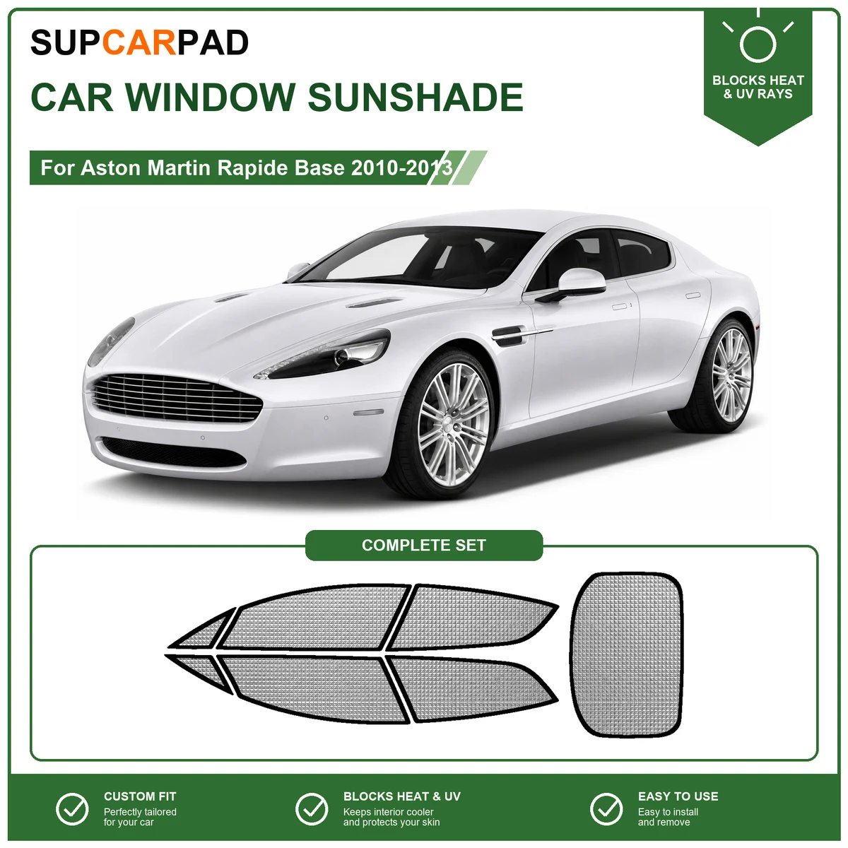 For Aston Martin Rapide Base 2010-2013 Full Set Car Window Sunshades UV Block Privacy Heat Insulated Foldable Car Curtain