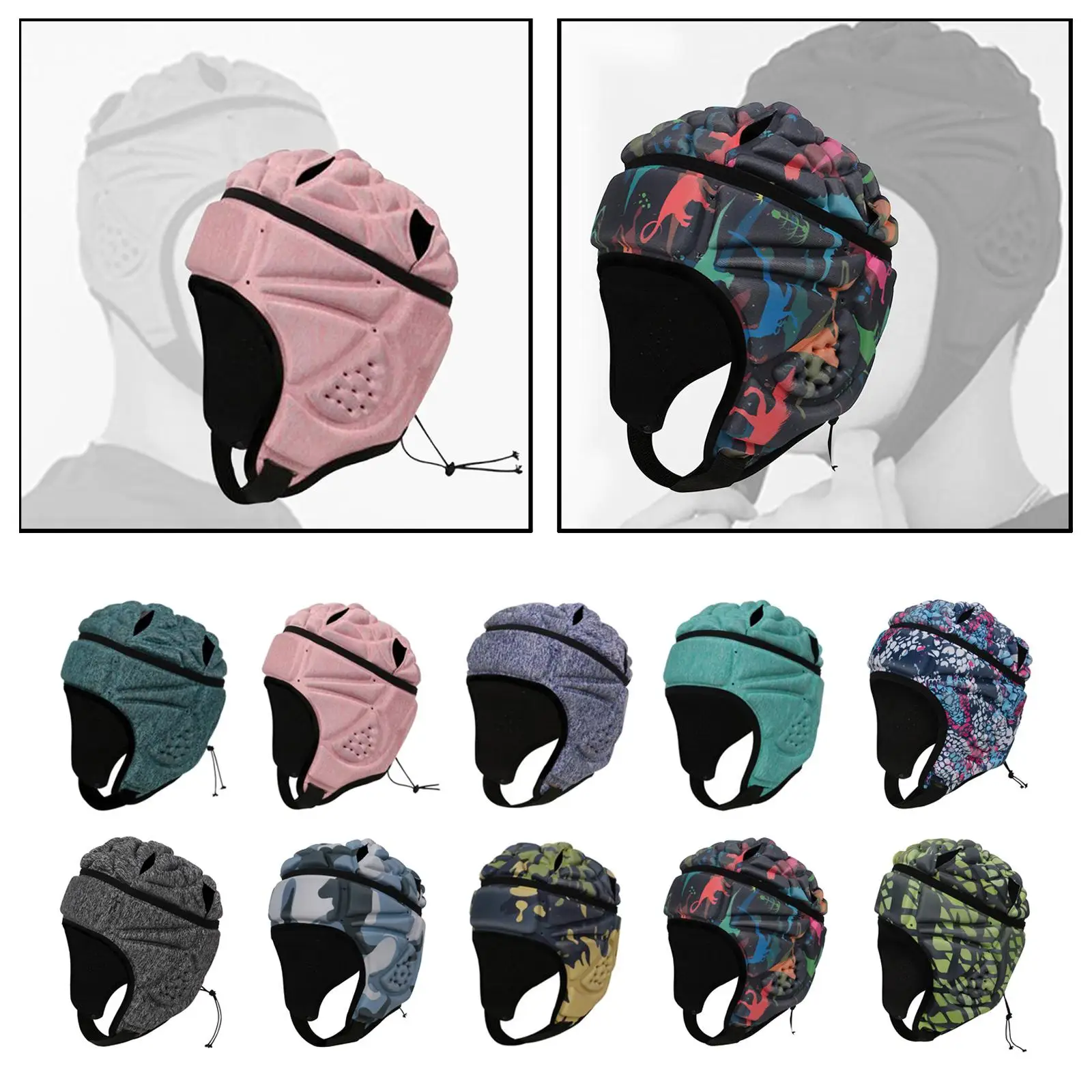 

Rugby Headguard Football Headgear EVA Padded Lacrosse Ice Hockey Protective Helmet Baseball Skateboard Padded Hat Adjustable