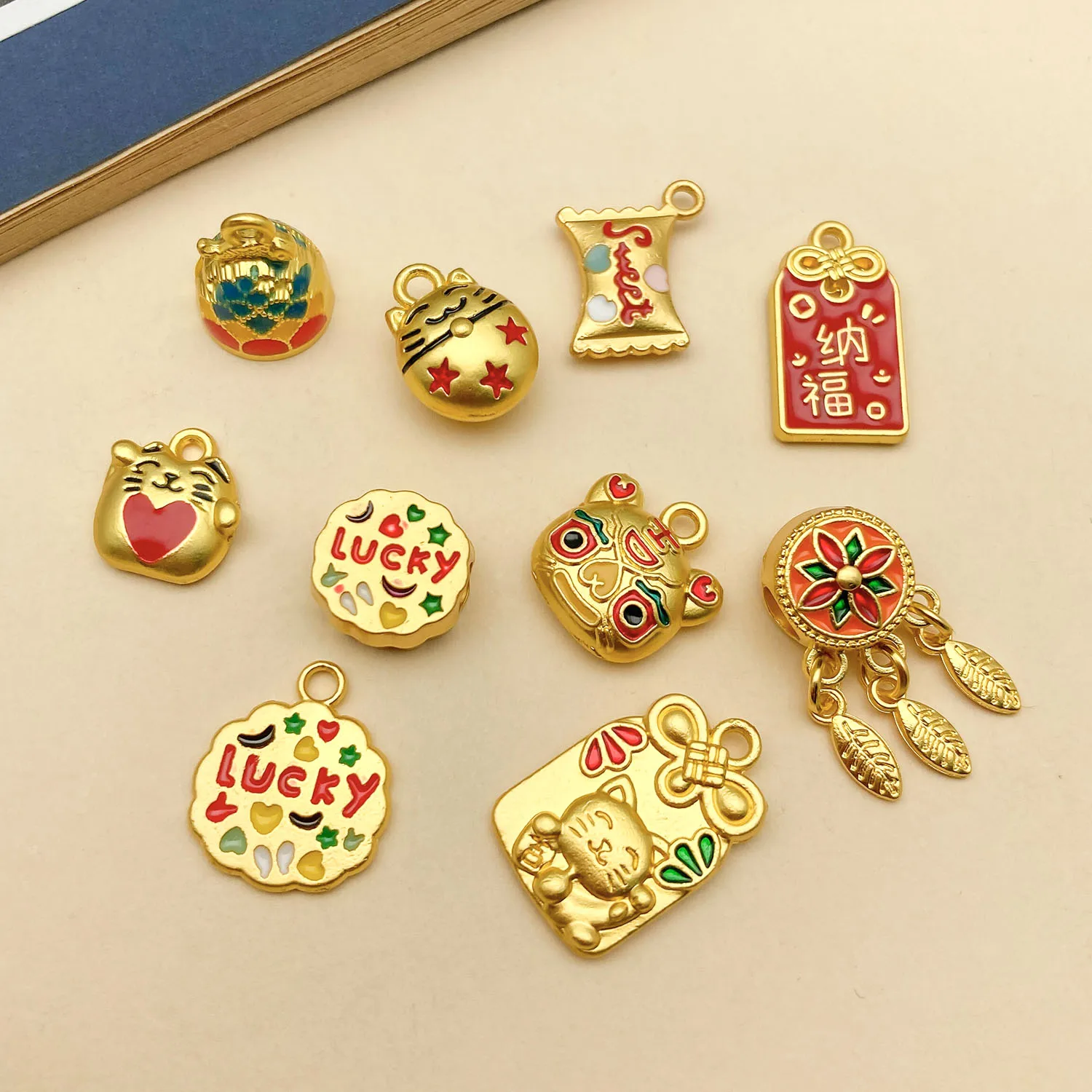 10pcs Gold-plated Metal Charms for DIY Accessories