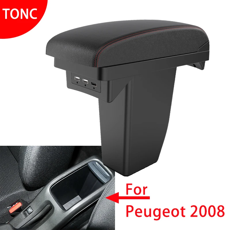 

Аксессуары для салона автомобиля, подходящие для Peugeot 2008, внутренний центральный ящик для хранения, подлокотник, легко устанавливается, без повреждения автомобиля