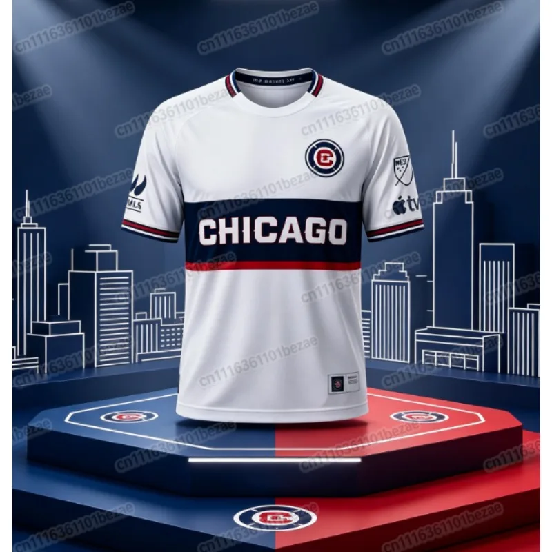Chicago Flames No. 9 Lewandowski 2026 3D Printed White Football Fan Jersey, Casual Quick Drying Sports T-shirt, Family Style