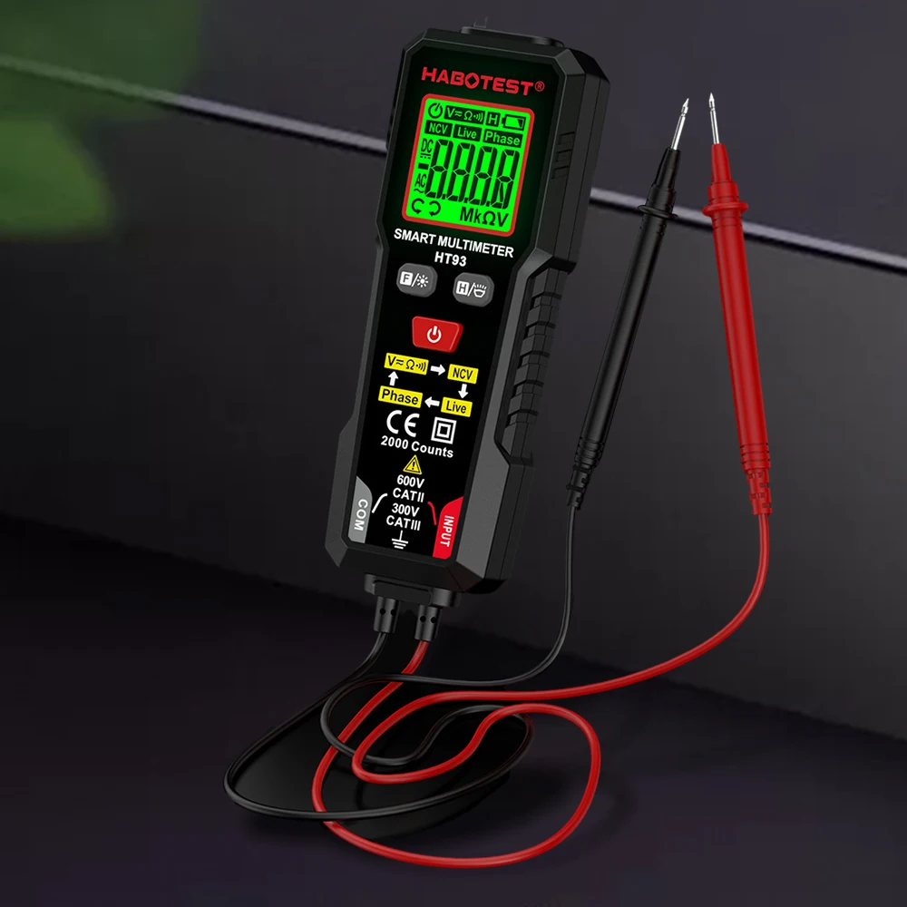 HABOTEST HT93 Digital Multimeters Voltage Tester 2000 Counts AC/DC Volt Meter True RMS NCV Phase Test Auto-Ranging Multimetro