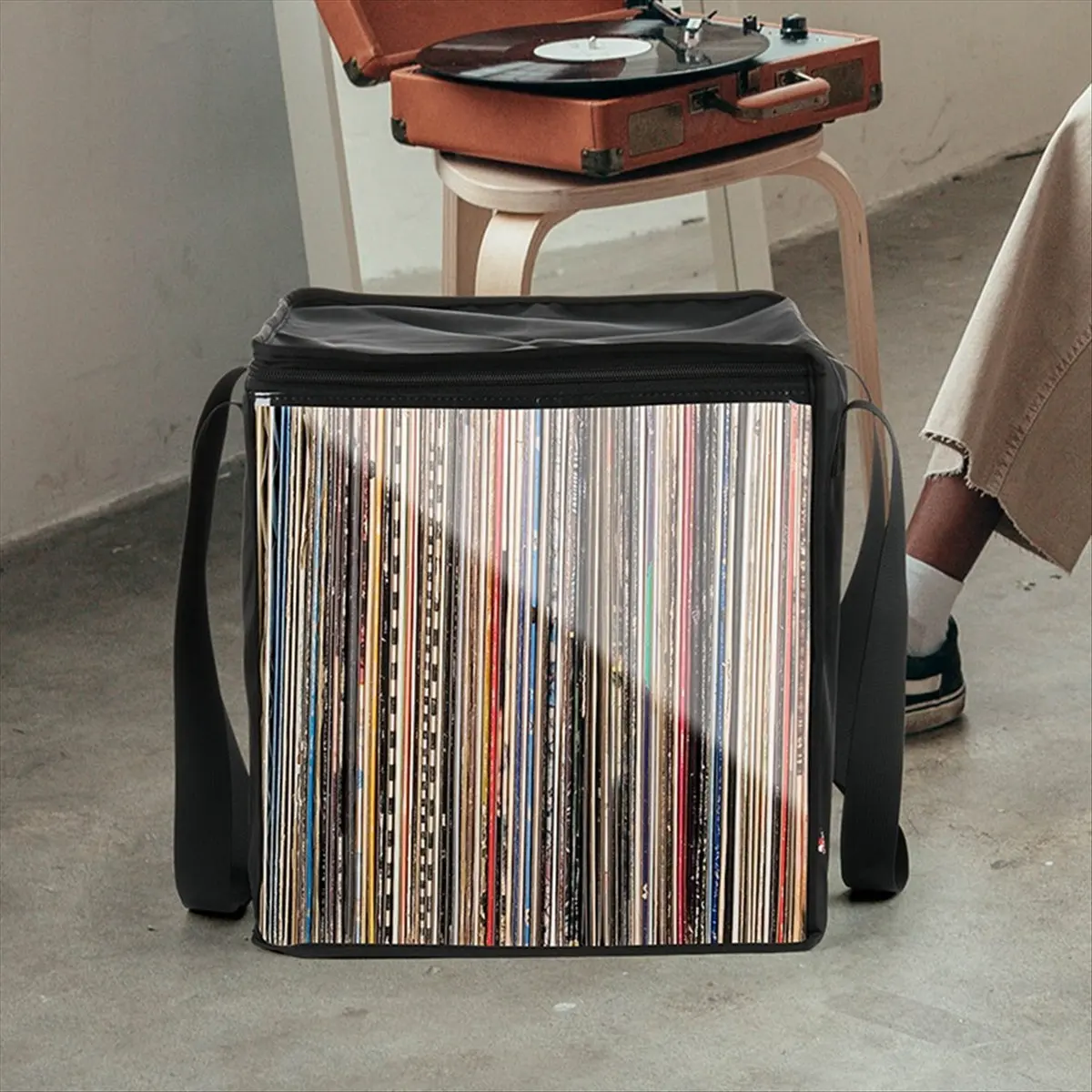 【Multifunctional】 Vinyl Record Carrying Storage Case Travel Storage Bag Dustproof Portable Case with Lid Handles for 12 Inch Vin