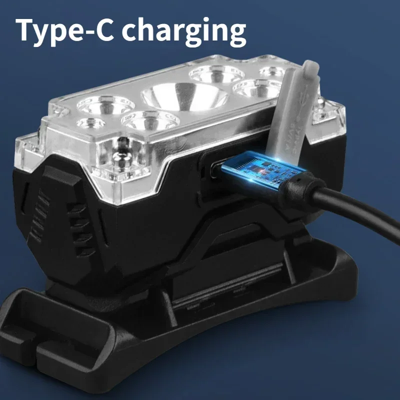 Миниатюрные светодиодные фонарики, перезаряжаемый налобный фонарь с Индукционным датчиком, ультралегкий портативный уличный водонепроницаемый светильник для рыбалки, велоспорта, бега