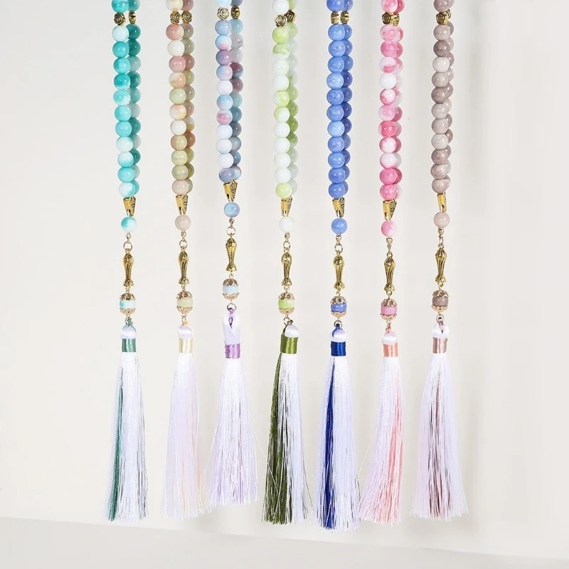 Traditional Muslims Prayer Beads with a Modern Twist Colorful Tassels Designs Wristband for Spiritual and Fashion Use D7YA