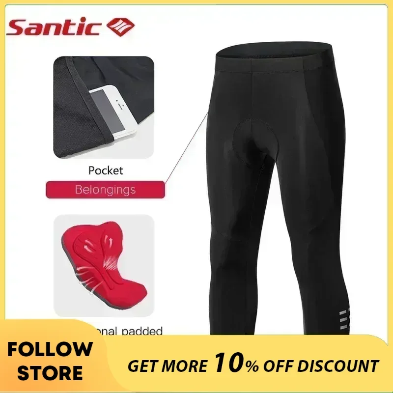 

Santic Men's Cycling Short Pants Summer Sponge Cushion Bicycle Pants 3/4 Trousers Shorts Mens Large MTB Bike Clothing Asian Size