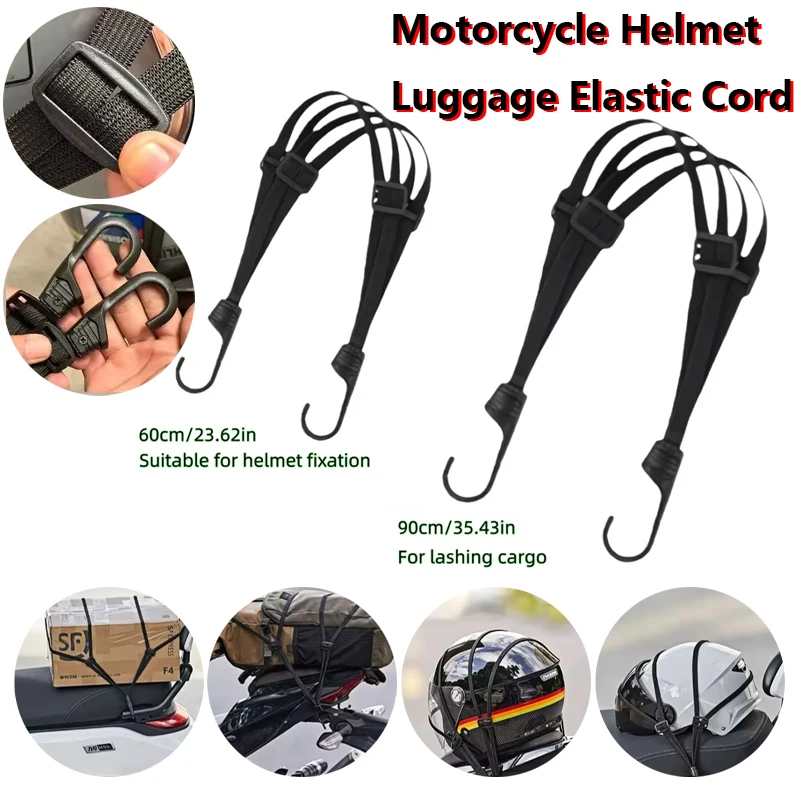 

Motorcycle Helmet Luggage Cord Bungee Bandage Luggage Helmet Retractable Elastic Strap 24"/60Cm and 35.4"/90Cm Package Universal