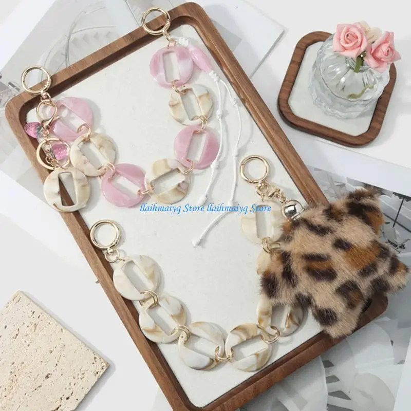 573B Unique Gradient Acrylic Waist Fastener Decorated With Leopard Print Star Bag Charm For Personalized Bag Keychain