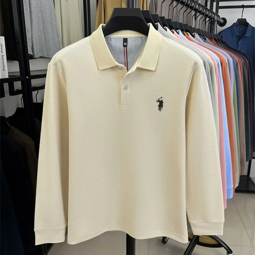 100 % reine Baumwolle, hochwertige Marke, Herren-Polohemd mit langen Ärmeln, Herbst-/Winterkollektion, modisches, luxuriöses Golfoberteil mit Stickerei, lässiges T-Shirt. – Detail 37