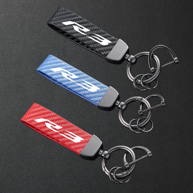 For Yamaha R3 YZF-R3 YZFR3 Accessories High-Grade Carbon Fiber Patterned Motorcycle Keychain Metal Keyring