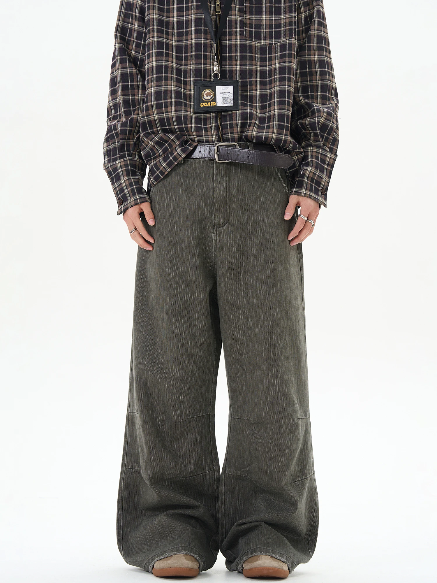 

ISIETS американский ретро бамбуковый дизайн свободные прямые мужские джинсы повседневная рабочая одежда хлопок молодежный Витали всесезонные