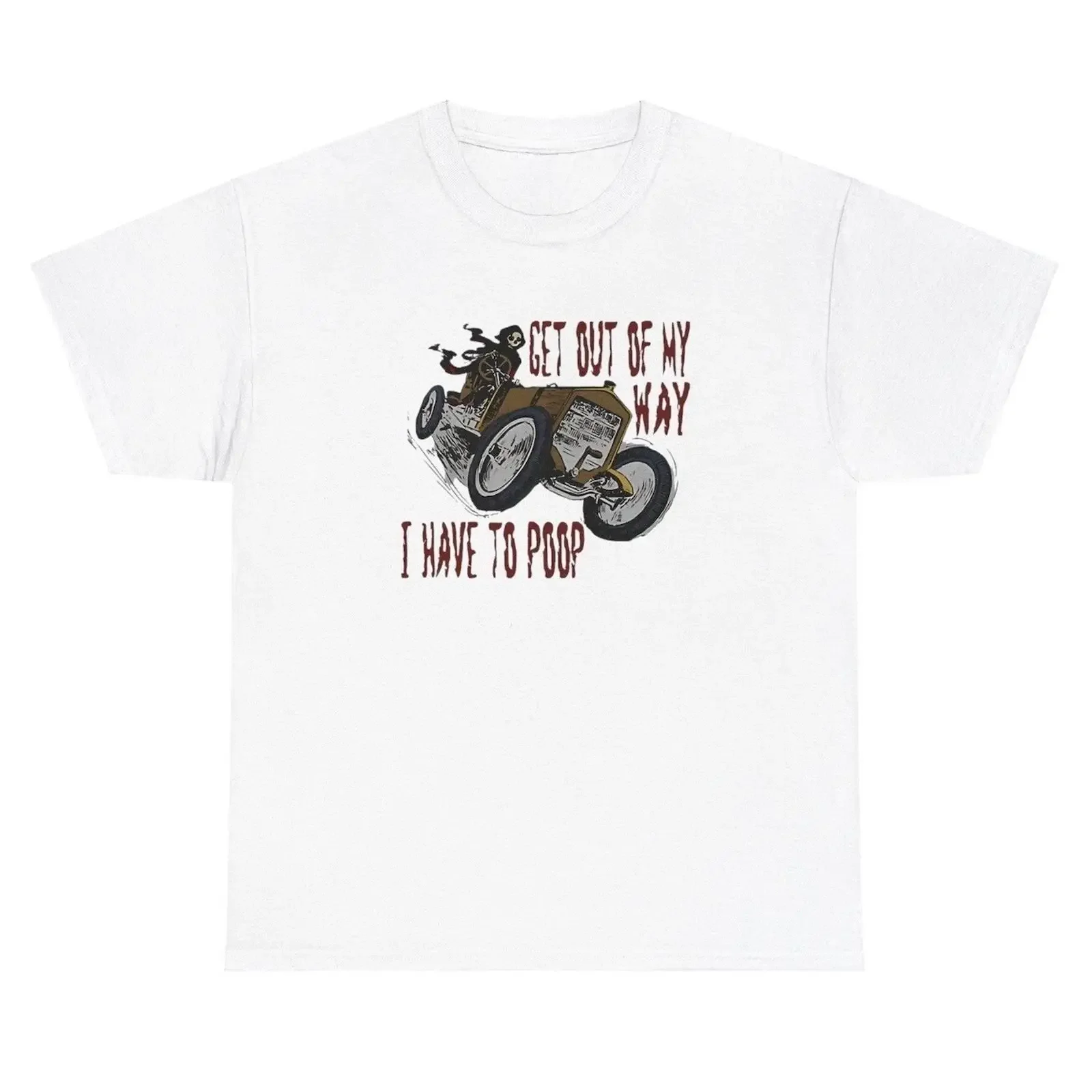 T Shirt Get Out Of My Way I Have To Poop lustig hartes Skelett IBS Silly Gen Z vintage Washed Comfortable Soft graphic
