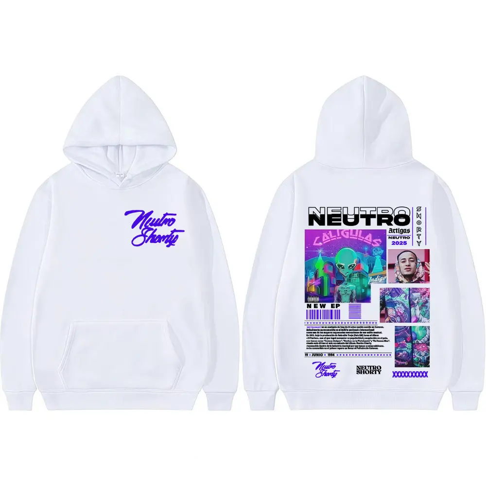 래퍼 Neutro Shorty 앨범 투어 2025 Merch 후드 남성 의류 하라주쿠 힙합 긴 소매 후드 캐주얼 컴포트 스웨터