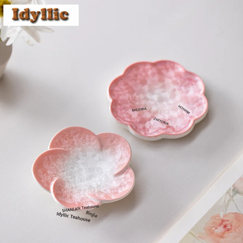 Crystal Glaze Gradient Pink Untersetzer Retro Rutschfeste Untersetzer für Kaffeetassen Untersetzer mit Verbrühschutz Tischsets Tassenhalter Cha Craft