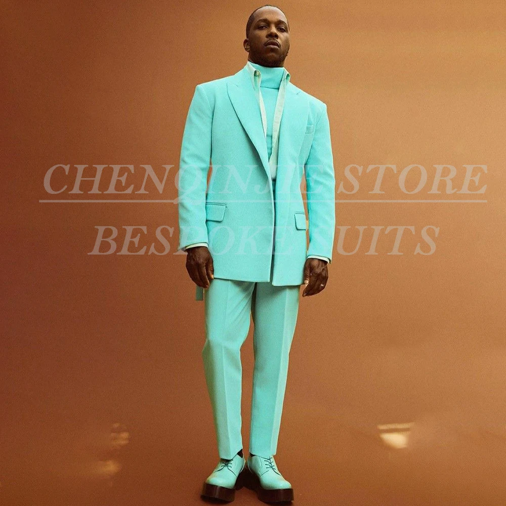

Fashion Men's Suits Elegant One-Button Peak Lapel Slim Fit 2 Piece Jacket Luxury Wedding Groom Male Clothing High Quality Sets