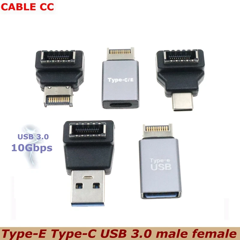 90 Degree Right Angle Front USB-C USB3.1/3.0 Computer Motherboard PCI Converternverter Type-E  TYPE-C USB 3.0 A Male to Female