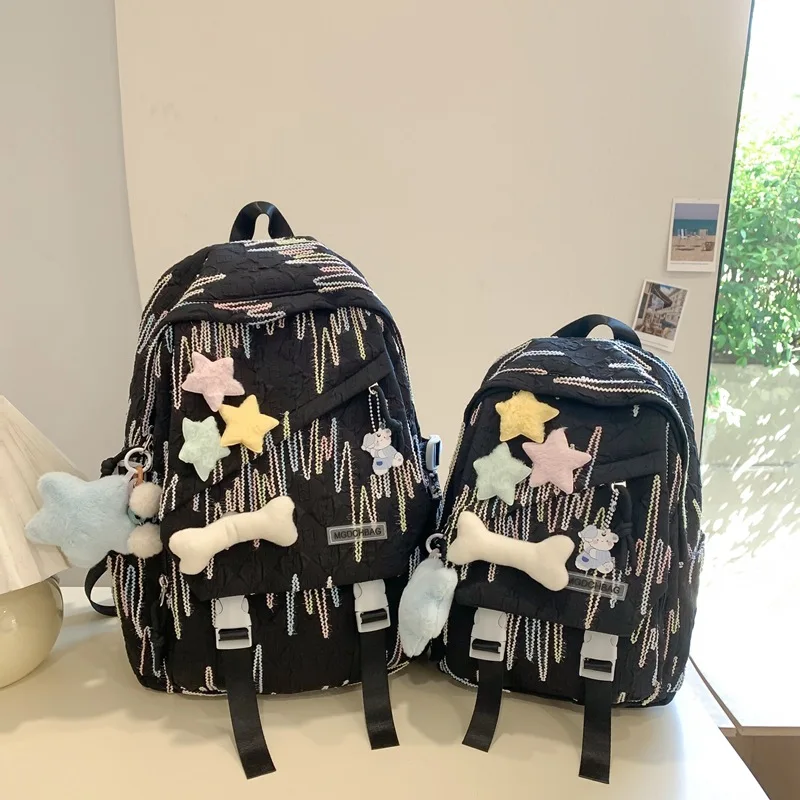 Schoolbag for Middle School Girls with Unique High-End Designs, High School Students' Backpacks, and College Girl Double Bag