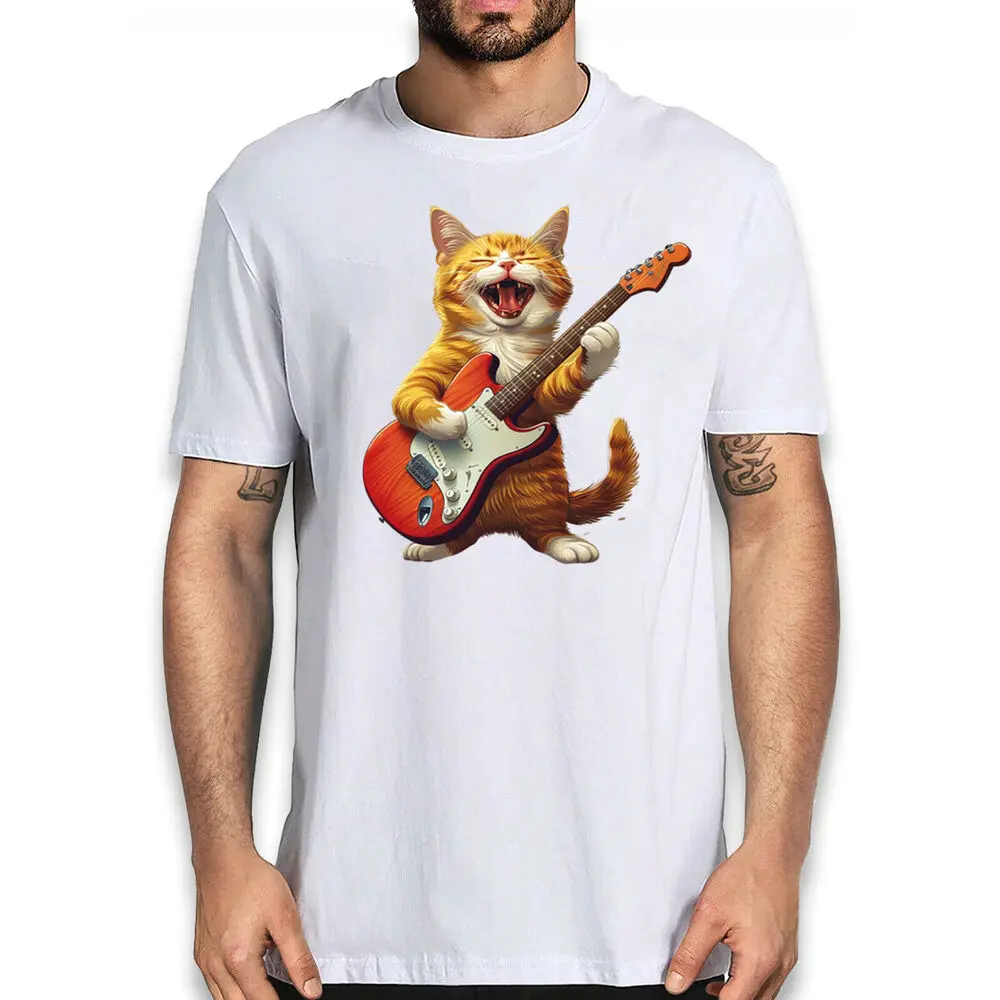 Música Lovers Novidade Tee, Gato Laranja, Estrela, Músico T-Shirt