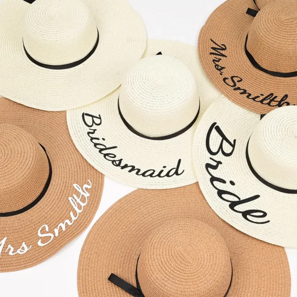 

Personalized Name Bachelorette Beach Straw Hat Custom Bridesmaid Gifts Bride Wedding Party Sun Hat Honeymoon Gift for Bride item