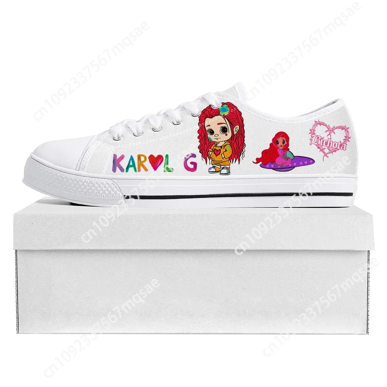 Karol G Singer Printed Low Top High Quality Sneakers Mens Womens Teenager Canvas Sneaker Casual Couple Shoes Custom Made Shoe