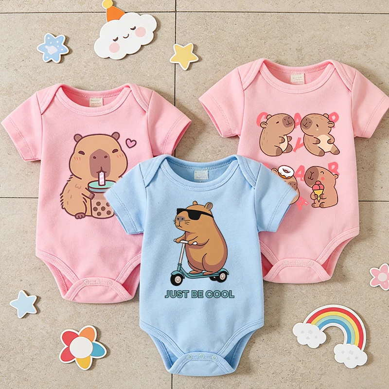 

Capybara Boy Girl Baby Jumpsuit Cotton Newborn for Game Cute Anime 3-24m Infant Clothes Safe Soft Romper Bodysuit Kawaii Popular