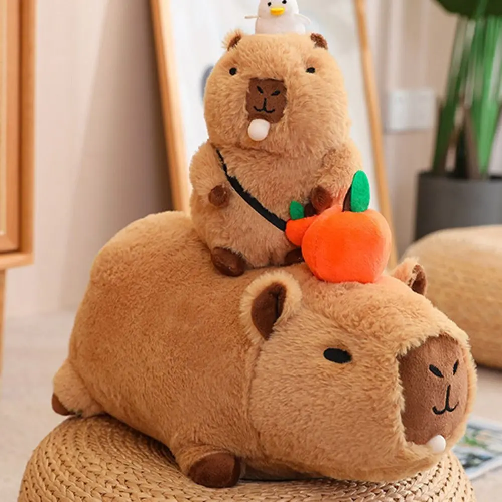 Cute Soft Capybara Plush Toy Fluffy Blow Bubbles Stuffed Animals Toy Cartoon Simulation Capybara Kids Gift