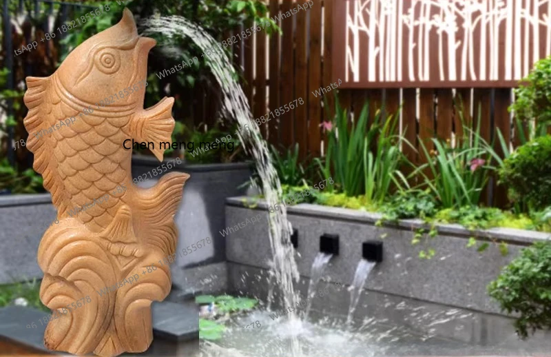 

Stone water jet fish sunset red spit water carp faucet elephant lucky fountain flowing water ornament