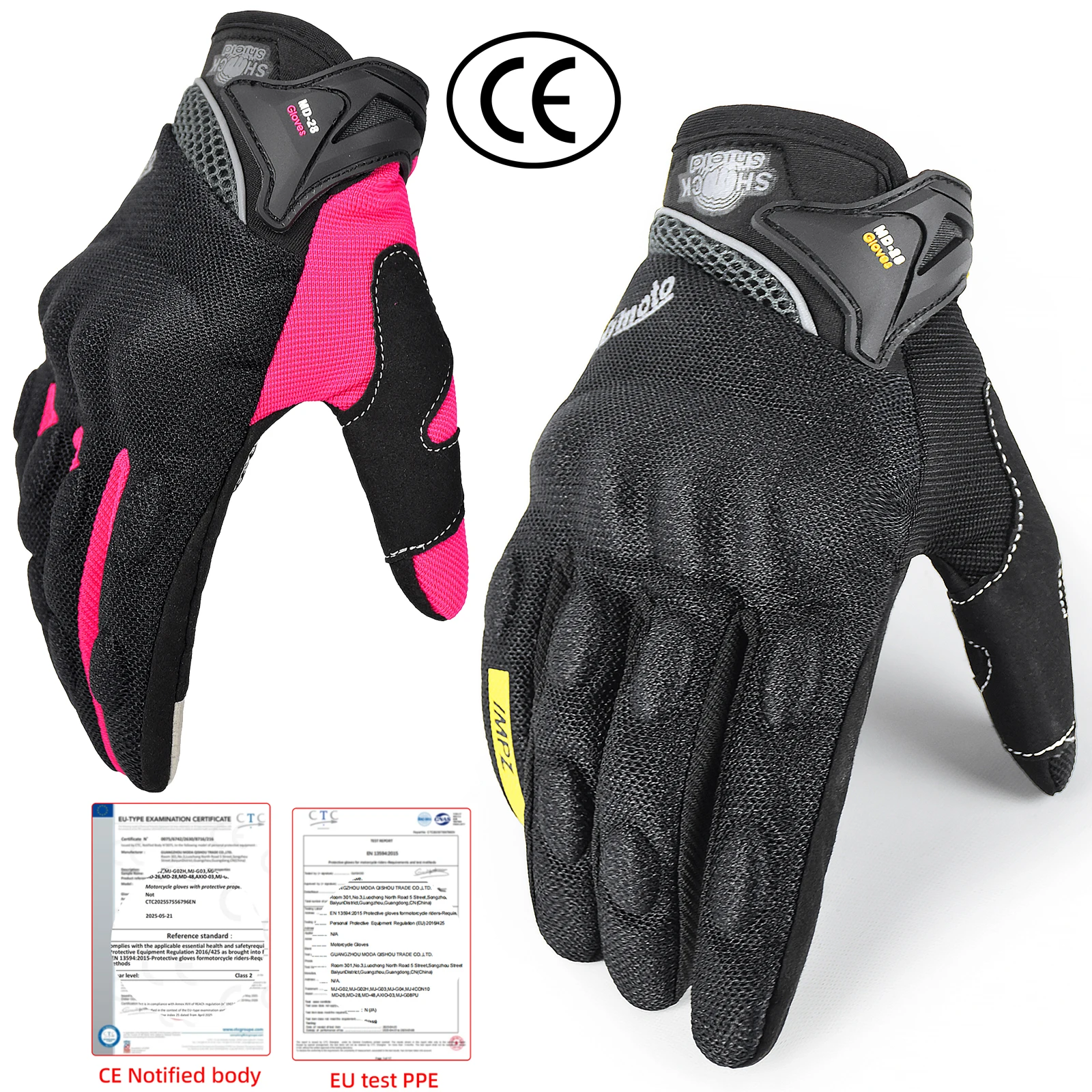 

Classic Black Pink Breathable Full Finger Racing Motorcycle Gloves Quality Stylishly Off-Road Anti-drop Non-slip Riding Gloves