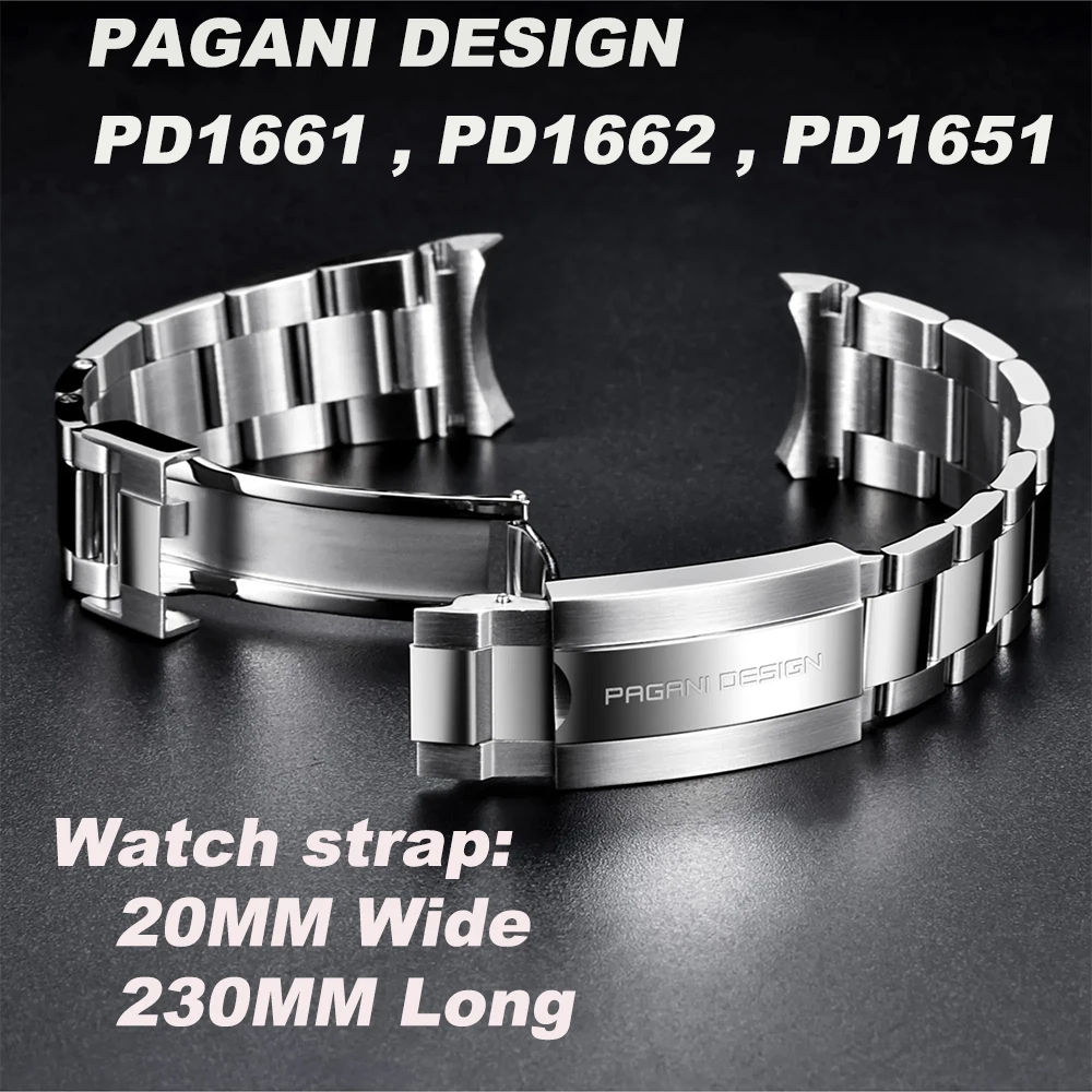 PAGANI DESIGN Original Stainless Steel Strap for PD1661 , PD1662 , PD1651 Watch 20MM Wide And 230MM Long 316L Stainless Steel