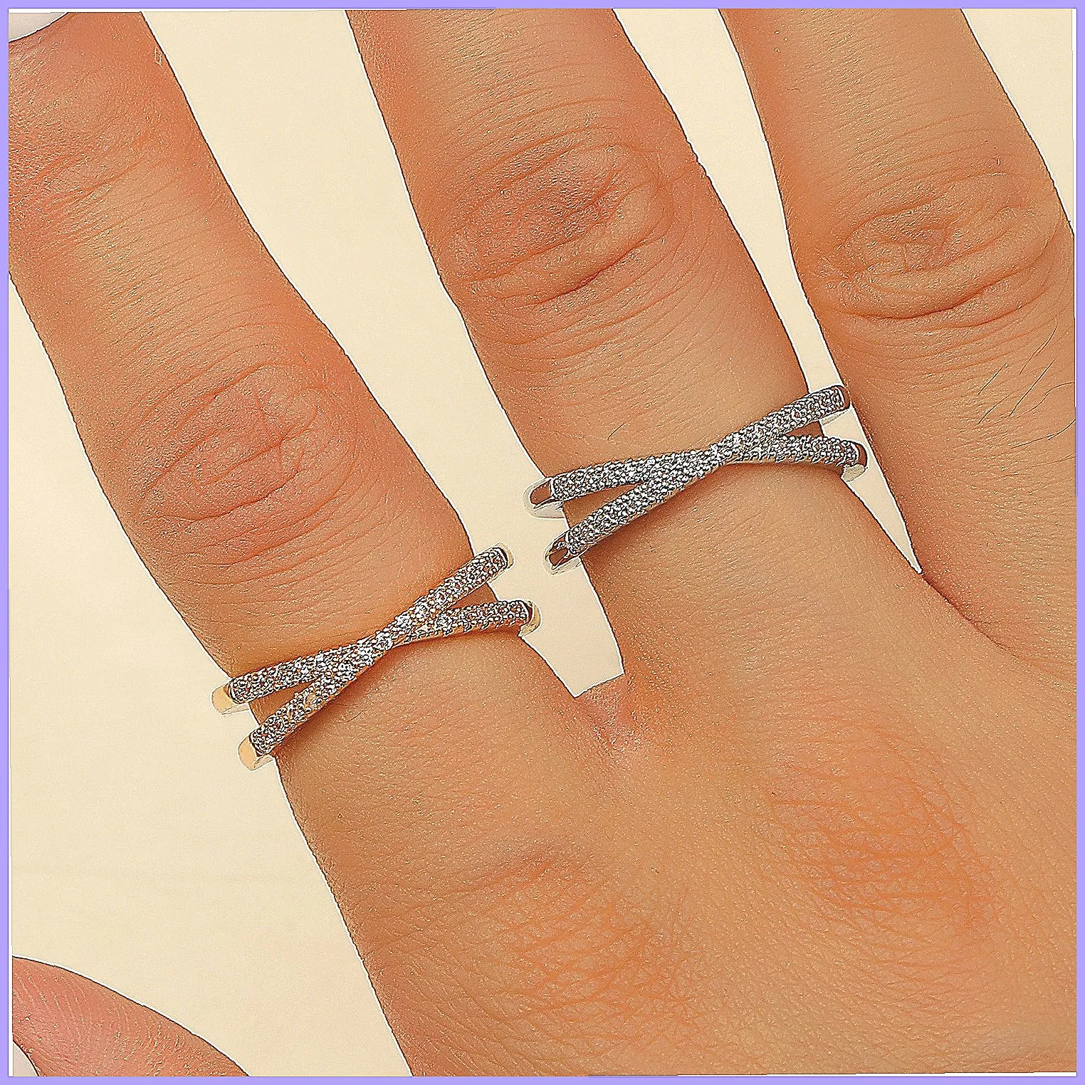 Cross Micro Inlaid Korean Jewelry Simple Cold Wind Open Ring Niche Women's Rings