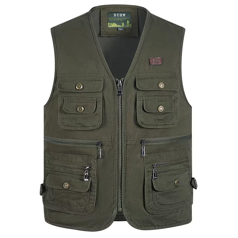 

Мужской жилет из чистого хлопка, весенне-осенняя многоэтажная спецодежда, уличный жилет для фотосъемки, модный городской жилет среднего возраста, V-Ne