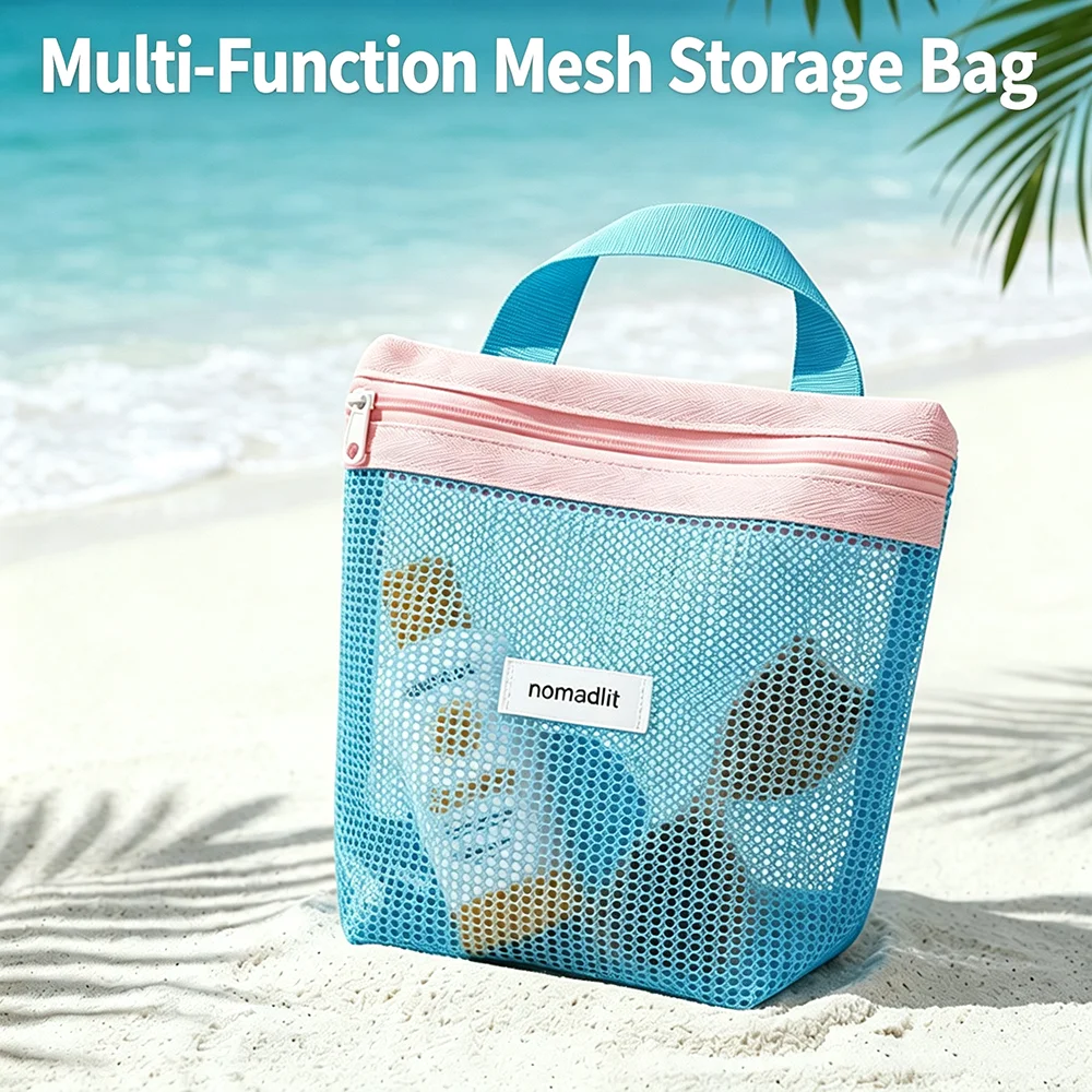 New Dopamine Mesh Toiletry Bag Transparent Portable Cosmetic Bags Large Capacity Handbag Makeup Underwear Storage Bag Travel Bag view 5