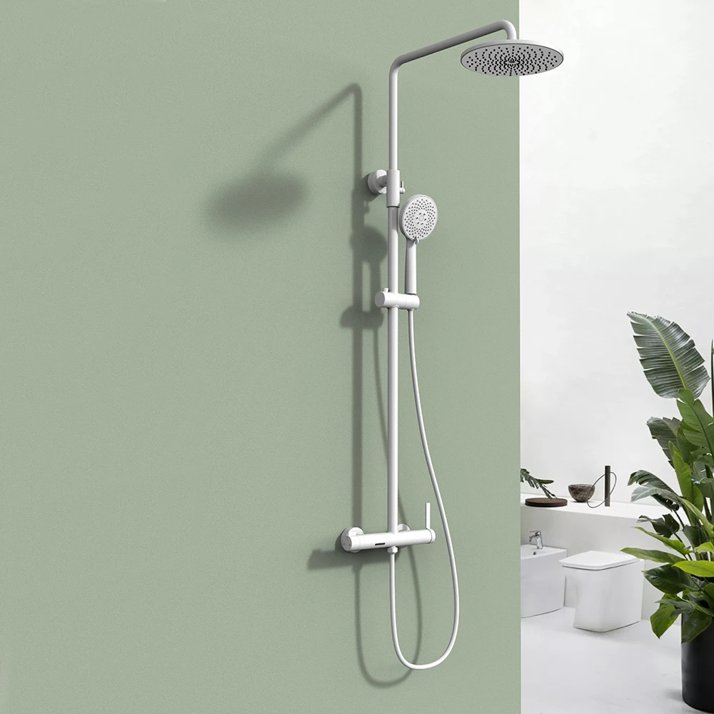 

Настенная душевая система SKOWLL с эффектом тропического дождя, ручной лейкой, регулируемой штангой и двойным смесителем для ванной комнаты