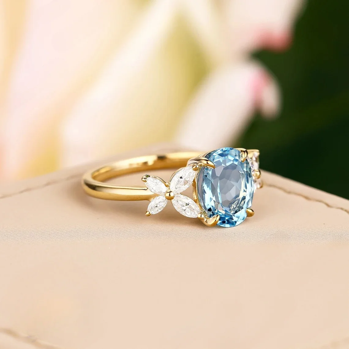 Elegant Ring  Inlaid Blue  Symbol Of Beauty And Nobility Match Daily Outfits Gift For Female