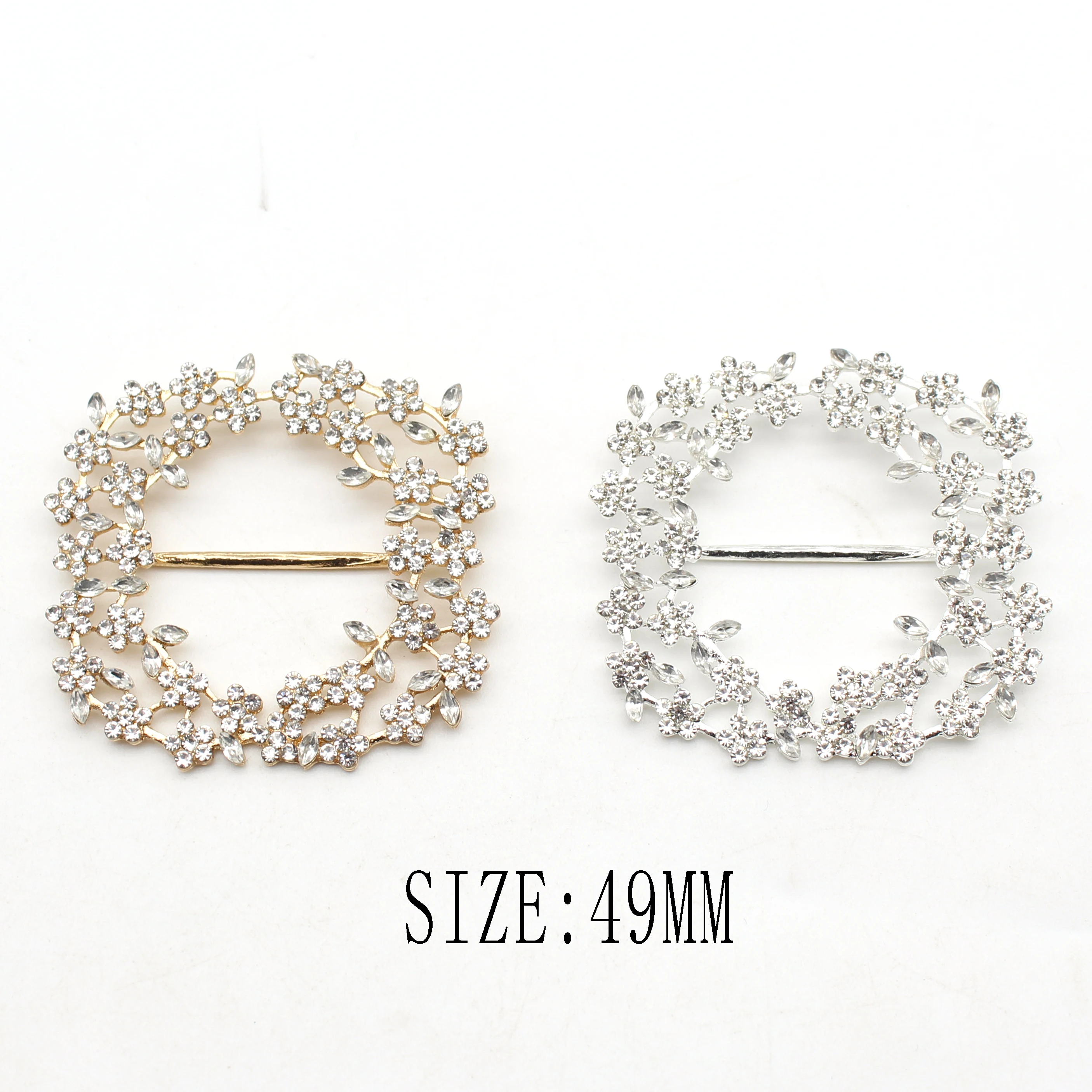 New 1Pcs/Lot 49mm Alloy Hollow Rhinestone Buttons DIY Sewing Ribbon Decorative Costume Jewelry Accessories