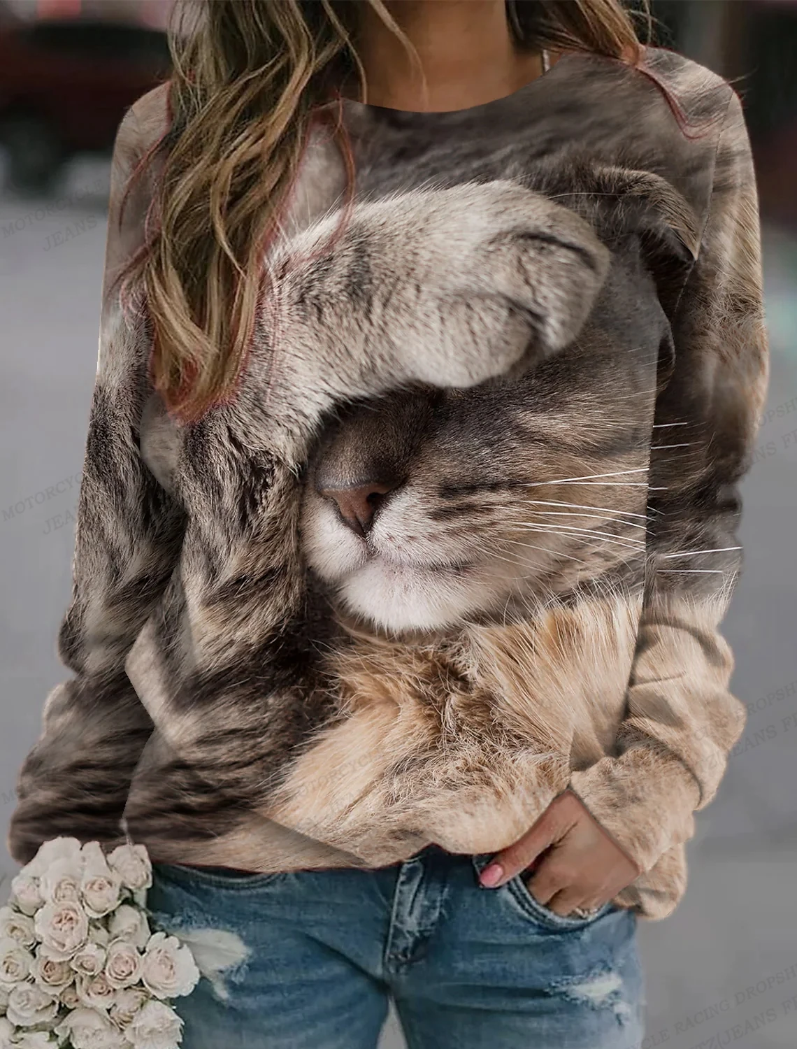 Funny Tiger Hoodie ผู้หญิงเสื้อกันหนาวแฟชั่นมีฮู้ดแมวพิมพ์ Hoodies O-คอเสื้อผ้า Kawaii Pullovers ผู้หญิง Sweats สัตว์