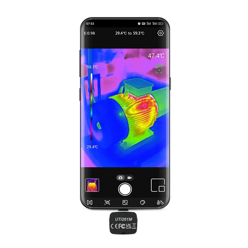 Imageador térmico UNI-T-Infravermelho para telefone Android, câmera termográfica, 256 × 192 pixels, UTI261M, Smartphone