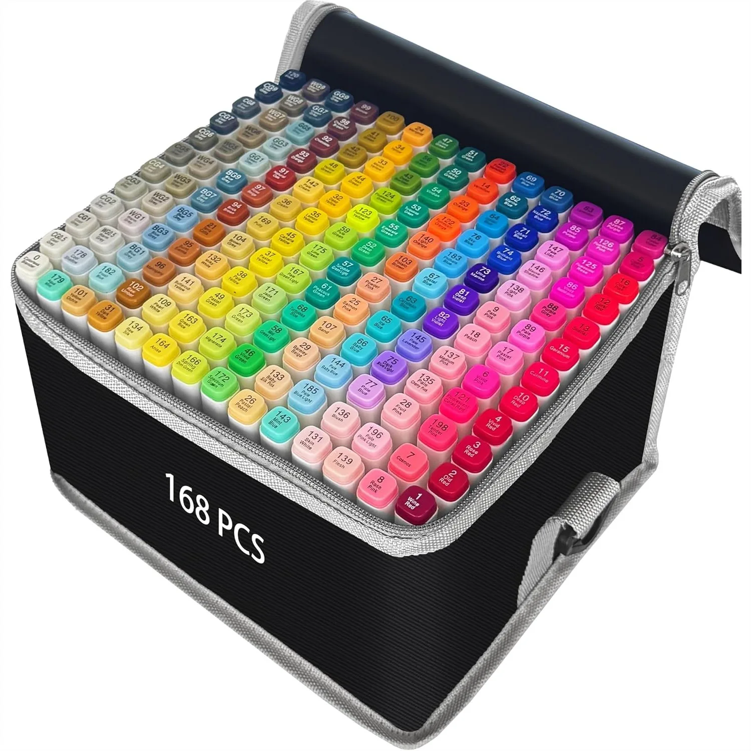 

168 Colors Alcohol Markers with Base, Dual Tip Drawing Markers for Adult Kids Coloring Sketching Illustration Refillable