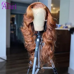 13x6 Cobre Ginger Brown Body Wave Perucas Brasileiras Perucas de Cabelo Humano Pré Arrastadas 13x4 Lace Frontal Perucas Transparente 5x5 Fechamento Peruca