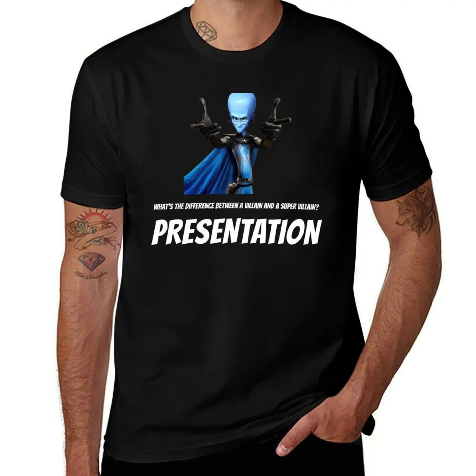 Футболка Megamind Presentation, хлопковые футболки с рисунком, рубашка на заказ, спортивные фанаты, черные футболки для мужчин